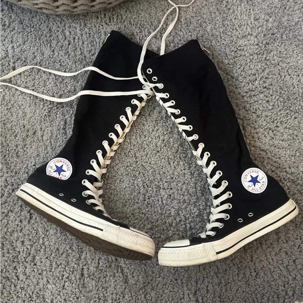 Black barely worn knee high converse